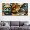 Buddha Statue with Golden Flower Leaf Art Canvas Wall Painting