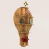 Bulb Shape Backlit Designer Wooden Wall Shelf / Book Shelf / Night Light, Light Oak Finish