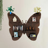 Butterfly Shape Backlit Designer Wooden Wall Shelf / Book Shelf / Night Light, Walnut Finish