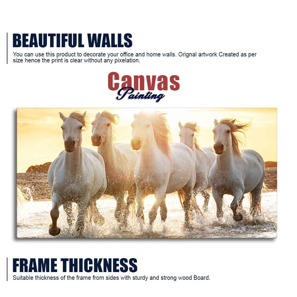 Camargue White Horses Running in Seaside Premium Wall Painting