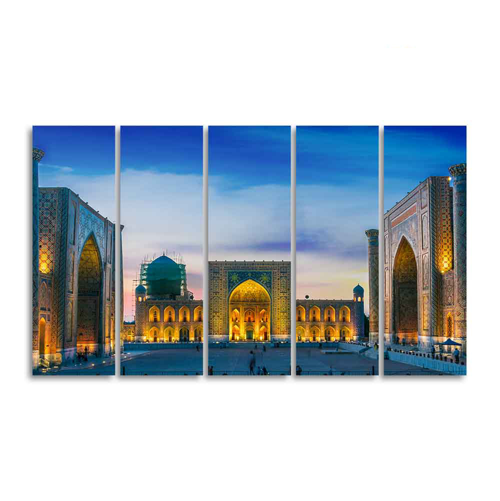 Canvas Islamic Wall Painting of Ancient City Samarkand Set of 5