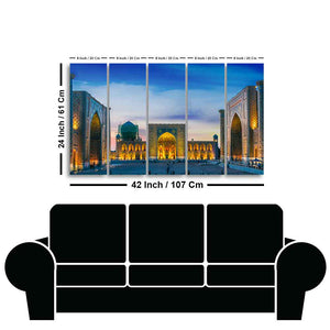 Canvas Islamic Wall Painting of Ancient City Samarkand Set of 5