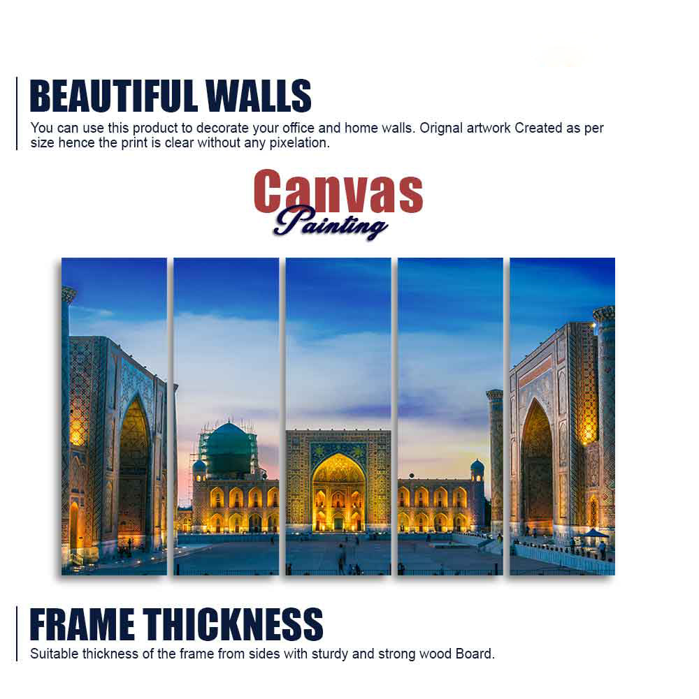 Canvas Islamic Wall Painting of Ancient City Samarkand Set of 5