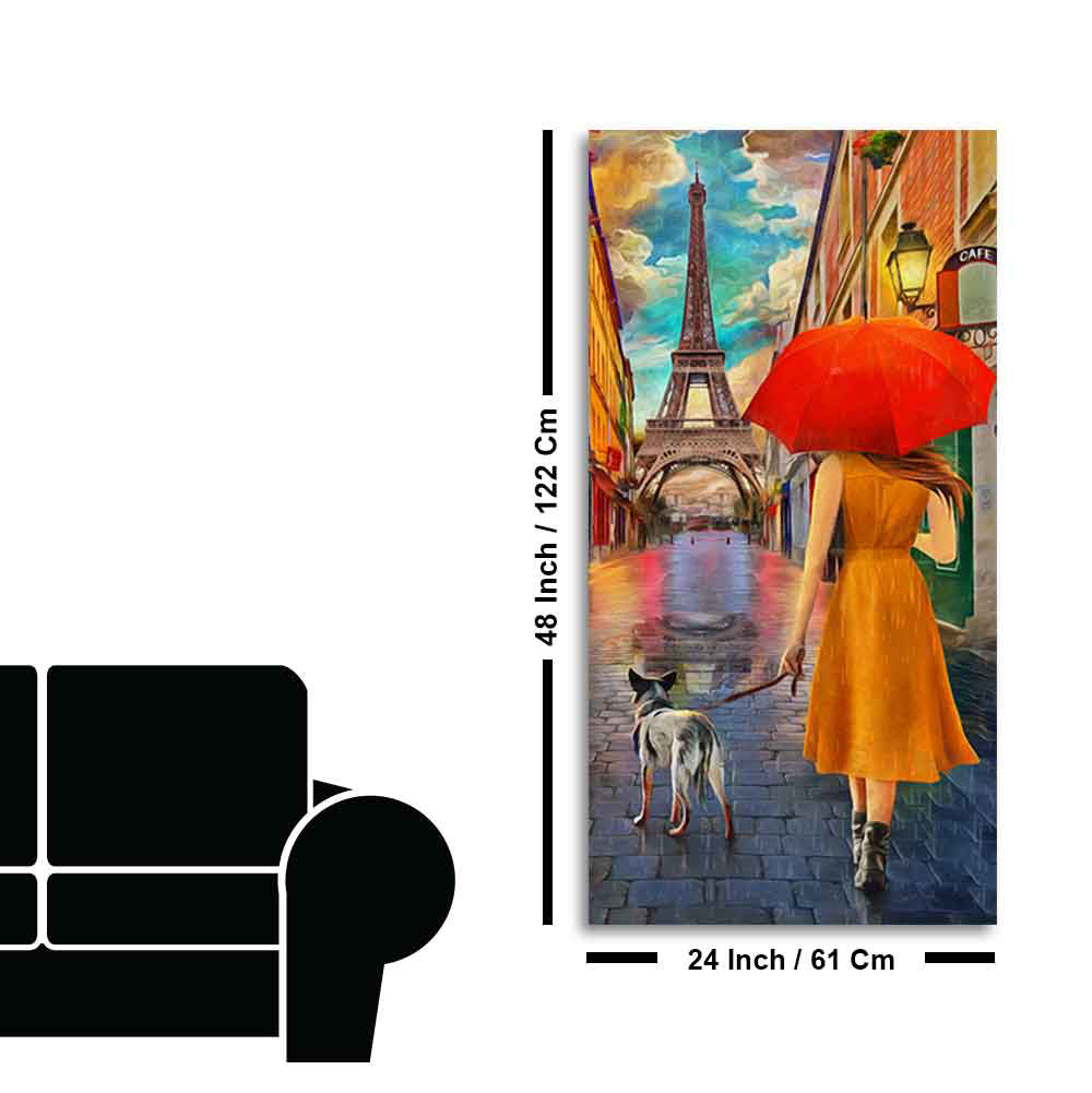 Canvas Wall Hanging Painting Rainy Day Street View of Paris