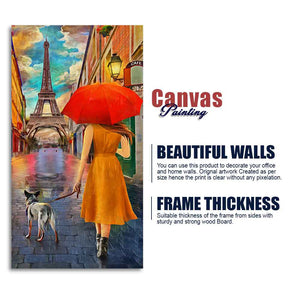 Canvas Wall Hanging Painting Rainy Day Street View of Paris