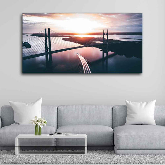 Canvas Wall Painting of Beautiful Bridge in Sunset