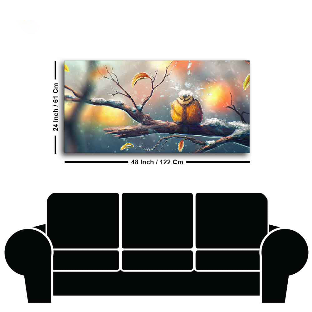 Canvas Wall Painting of Bird in Winters