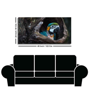 Canvas Wall Painting of Mascaw Parrot in Tree Hole