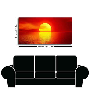 Canvas Wall Painting of Scarlet Sunset Over Ocean