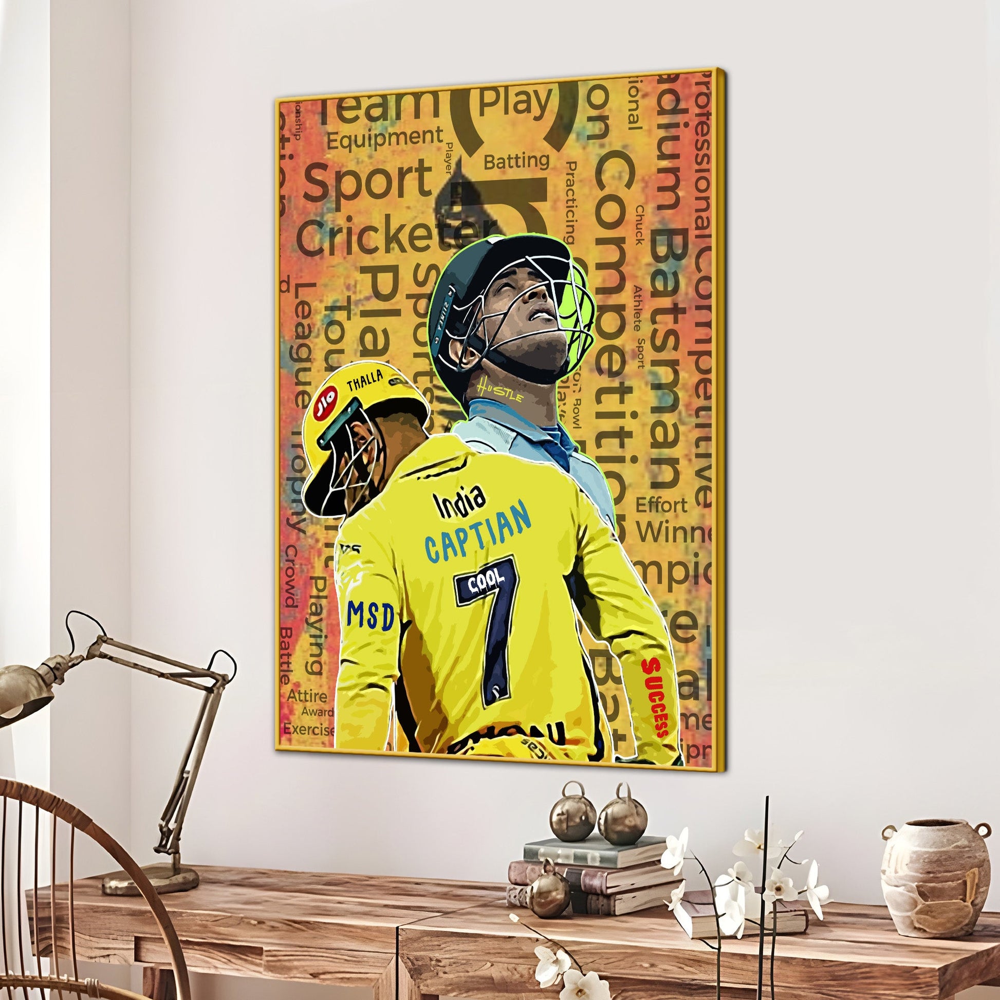 Captain Of 7 Seas Dhoni Cotton Canvas Wall Painting