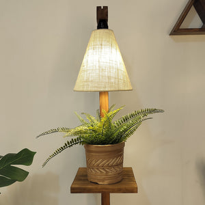 Castle 3 Tier Floor Lamp with Brown Base and Jute Fabric Lampshade