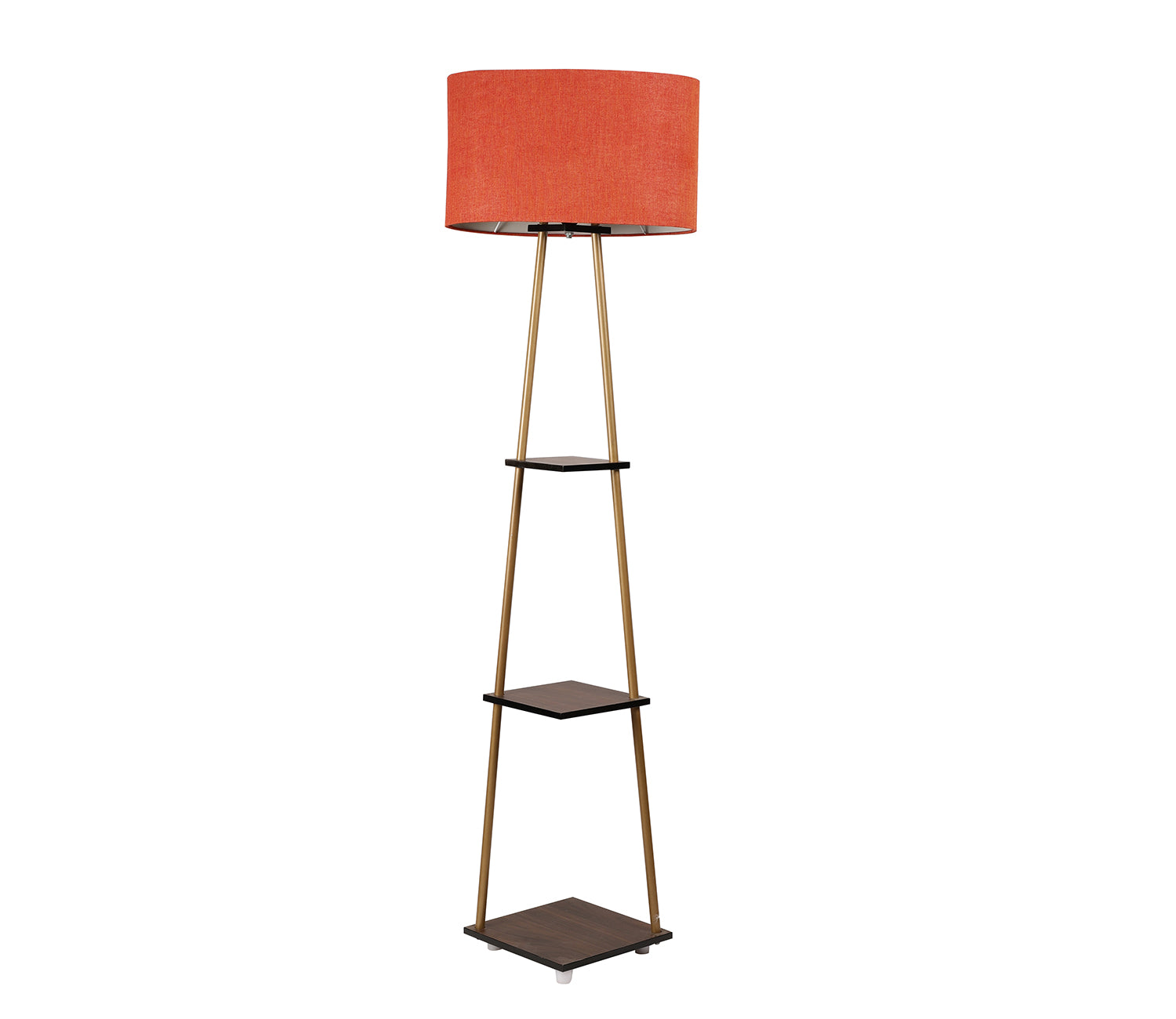 Castle 3 Tier Red Color Shelf Storage Floor Lamp with Golden Metal Legs