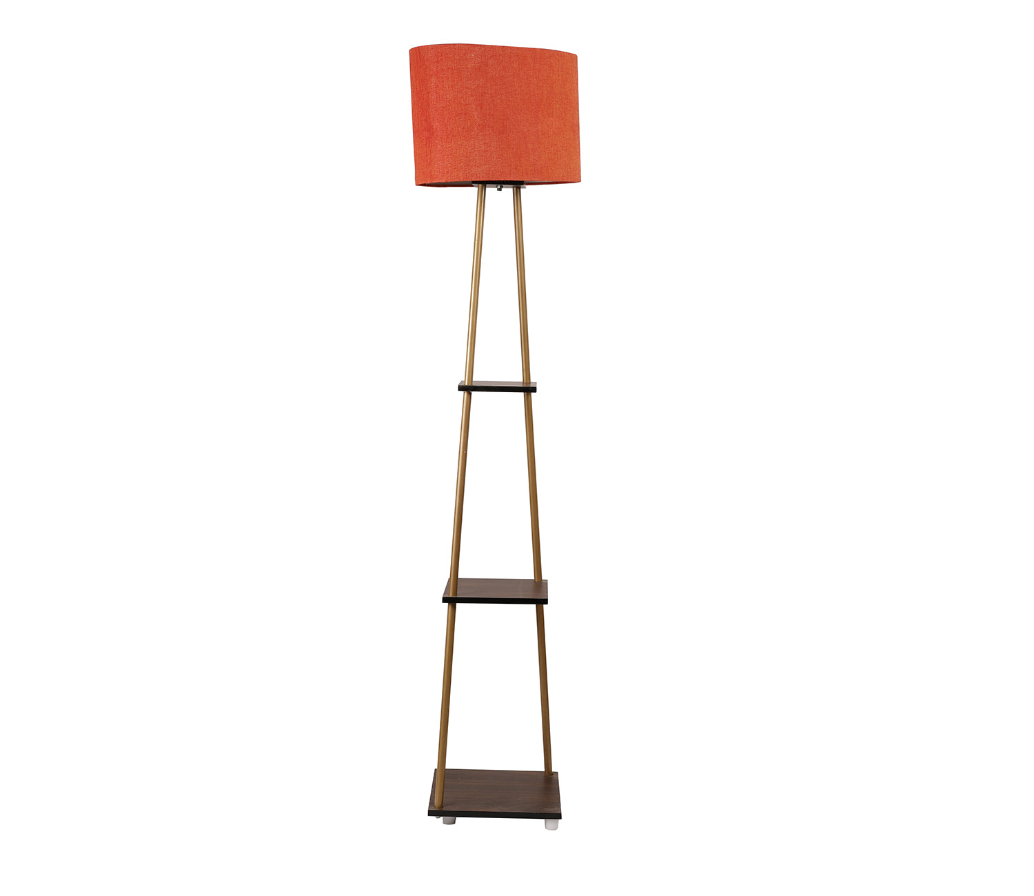 Castle 3 Tier Red Color Shelf Storage Floor Lamp with Golden Metal Legs