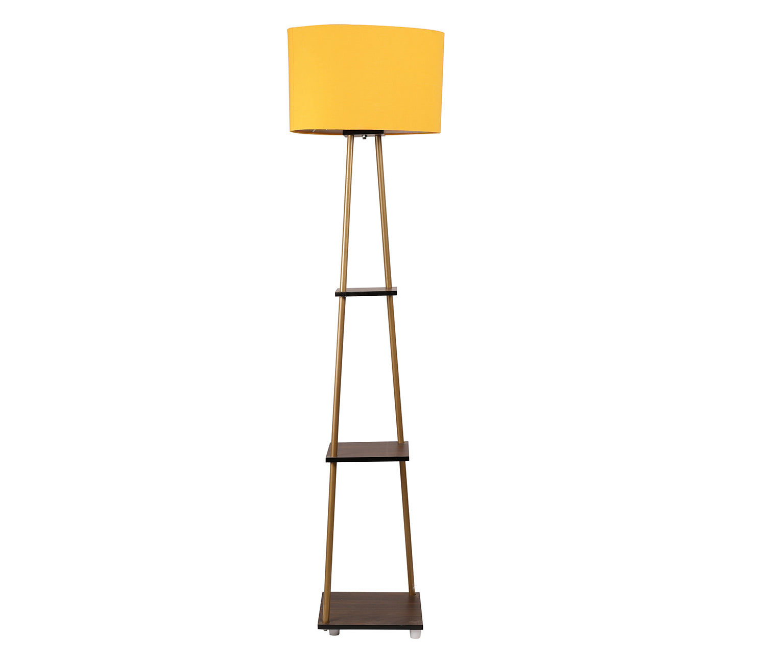 Castle 3 Tier Yellow Color Shelf Storage Floor Lamp with Golden Metal Legs
