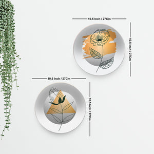 Ceramic Wall Plates with Beautiful Flowers Leaf Design Art Hanging Plates of Two Pieces