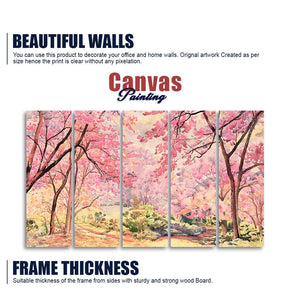 Cherry Blossom Tree Premium Wall Painting Set of Five Pieces