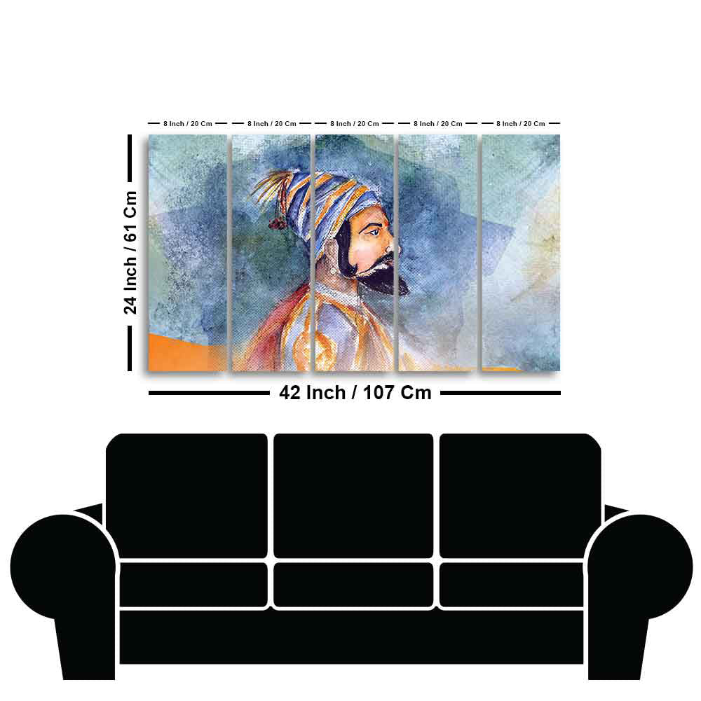 Chhatrapati Shivaji Maharaj Wall Painting Five Pieces