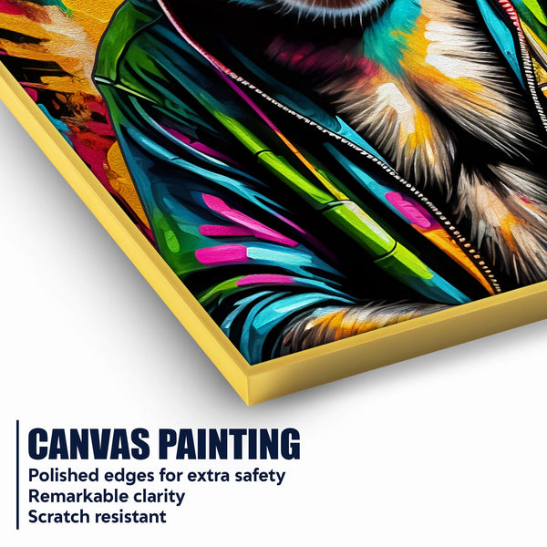 Chimp The Boss Cotton Canvas Wall Painting