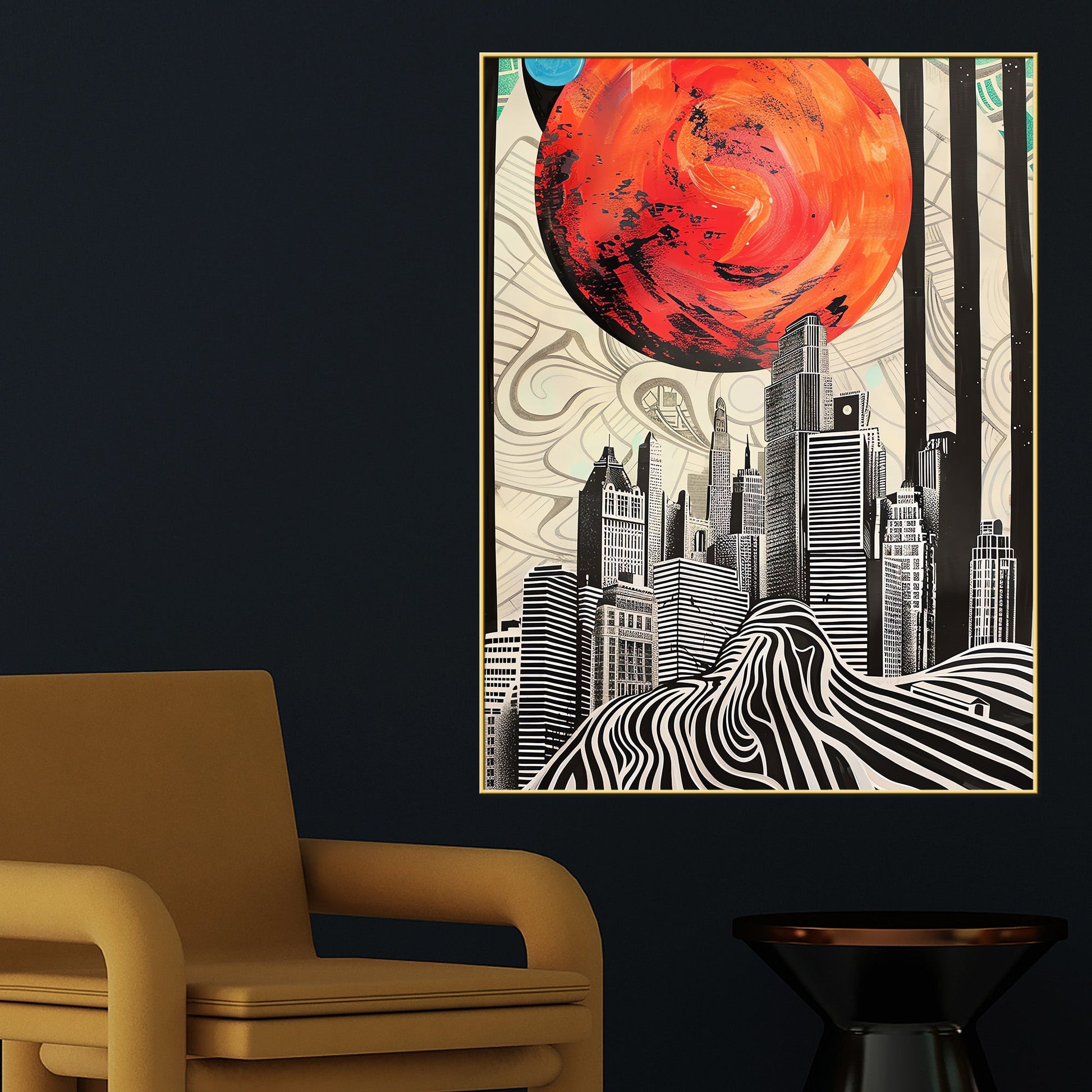 City Silhouettes At Dawn Cotton Canvas Wall Painting