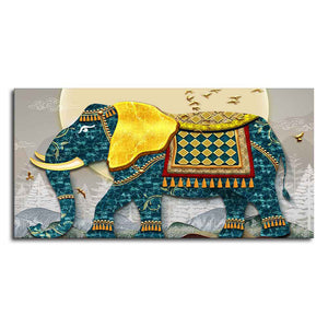 Classic and Royal Elephant with Golden Tusks wall Painting