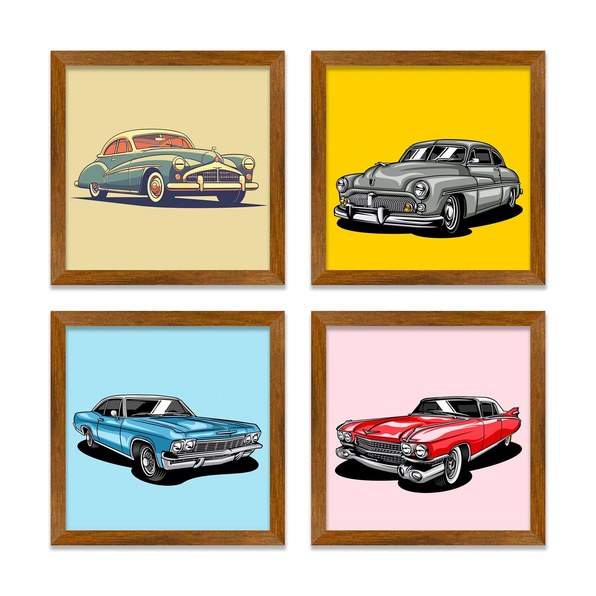 Classic Car Art Gallery Wall Frame Set of Four