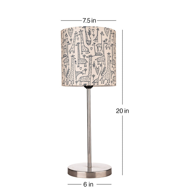 Classic Giraffe Art Shade Table Lamp with Silver Finish Base