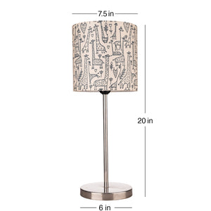 Classic Giraffe Art Shade Table Lamp with Silver Finish Base