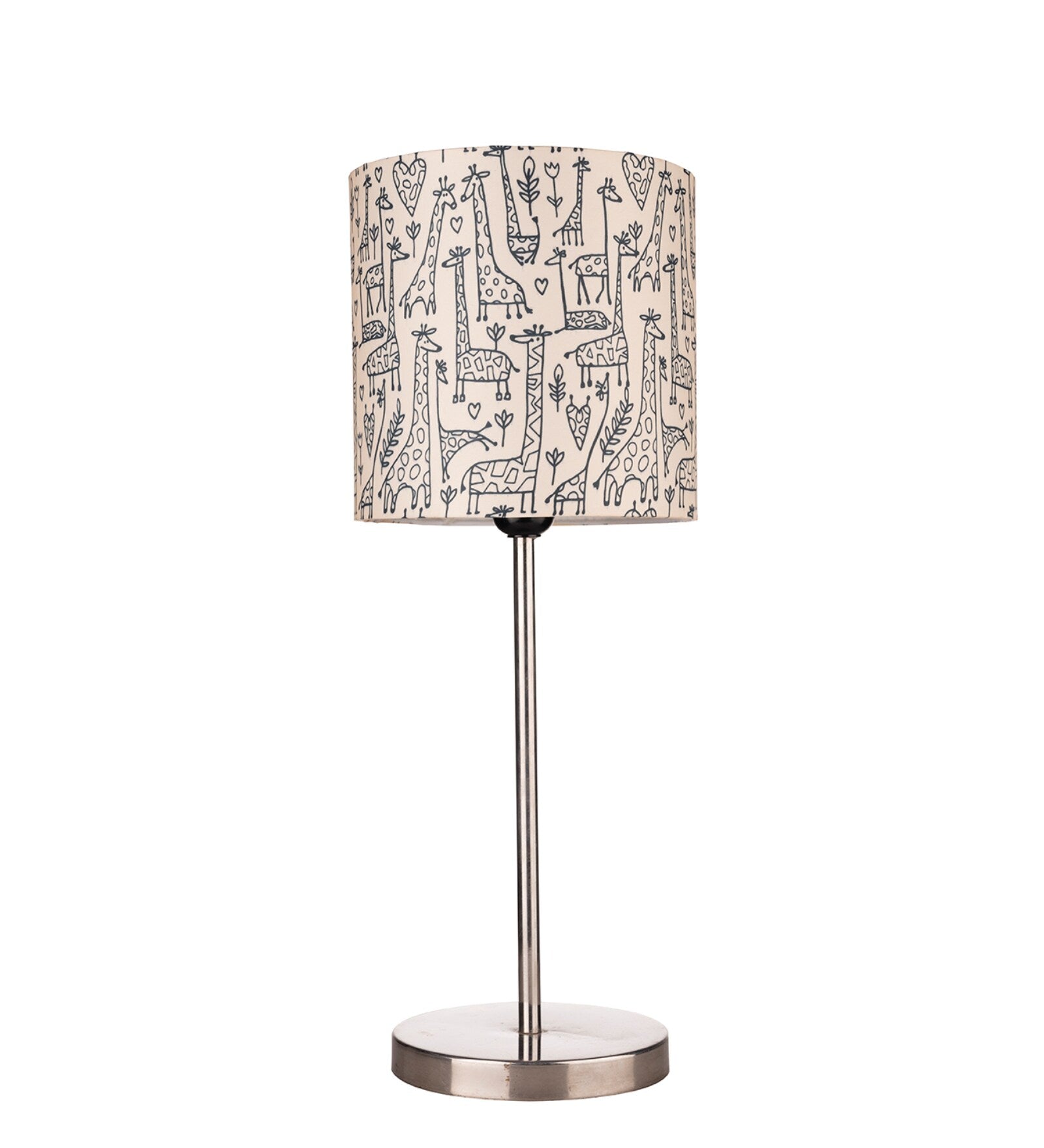 Classic Giraffe Art Shade Table Lamp with Silver Finish Base