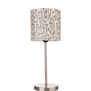 Classic Giraffe Art Shade Table Lamp with Silver Finish Base