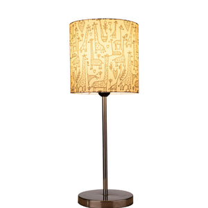 Classic Giraffe Art Shade Table Lamp with Silver Finish Base