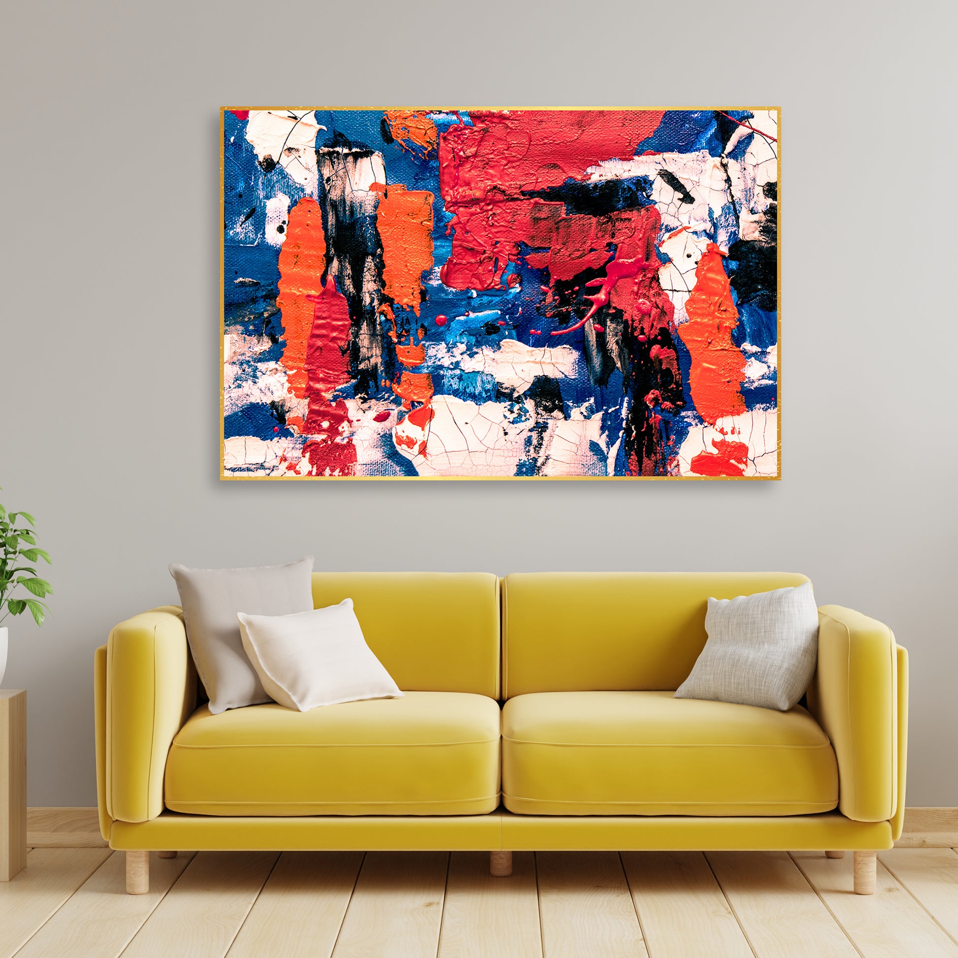 Colorful Abstract Art Wall Painting Floating Canvas