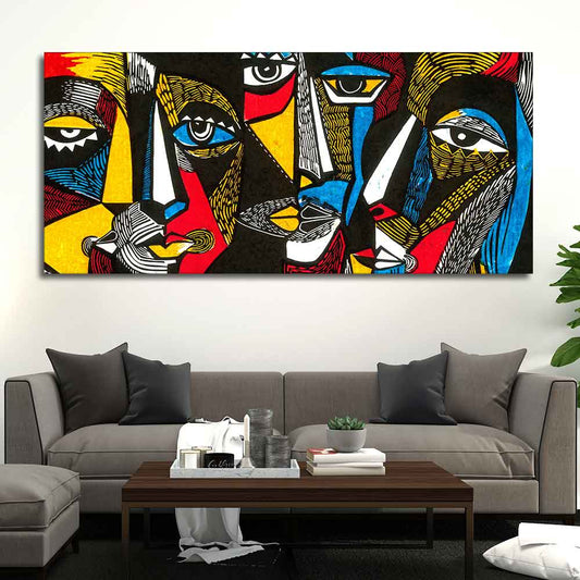 Colorful Abstract Faces Canvas Wall Painting