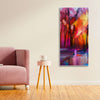 Colorful Autumn Trees Abstract Forest with Lake Canvas Wall Painting