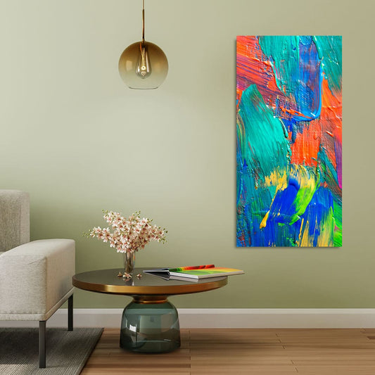 Colorful Brush Strokes Abstract Art Premium Canvas Wall Painting