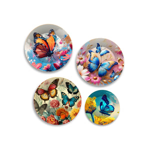 Colorful Butterflies Premium Wall Plates Painting Set of Four