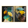 Colorful Ginkgo Leaves Acrylic Art Floating Wall Painting Set of 2