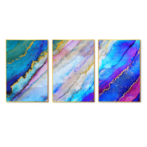 Colorful Ink Floating Canvas Wall Painting Set of Three