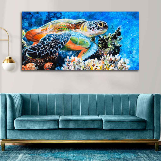 Colorful Turtle Canvas Wall Painting