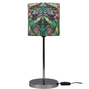 Colorful Floral Printed Art Shade Table Lamp with Silver Base