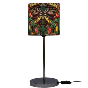 Colorful Floral Printed Art Shade Table Lamp with Silver Base