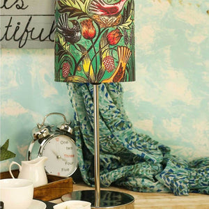 Colorful Floral Printed Art Shade Table Lamp with Silver Base