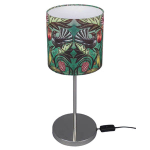 Colorful Floral Printed Art Shade Table Lamp with Silver Base