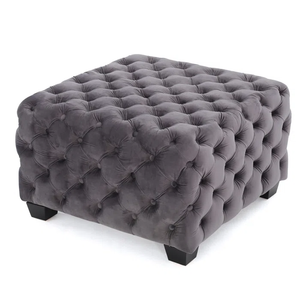 Comfy Square Shape Dark Grey Ottoman with Metal Finish