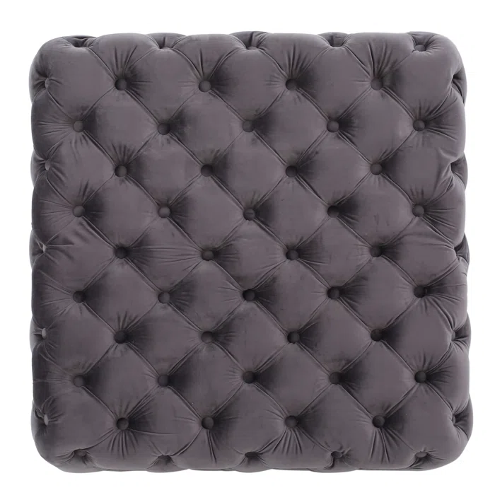 Comfy Square Shape Dark Grey Ottoman with Metal Finish