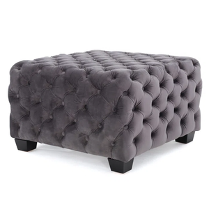 Comfy Square Shape Dark Grey Ottoman with Metal Finish