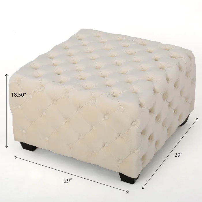 Comfy Square Shape White Color Ottoman with Metal Finish