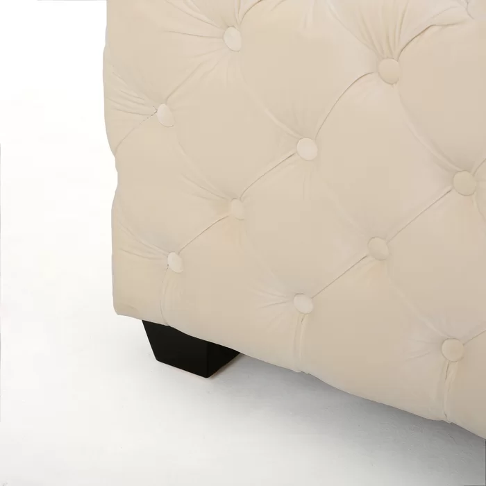 Comfy Square Shape White Color Ottoman with Metal Finish