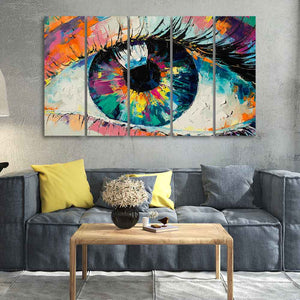 Conceptual Abstract Picture of the Eye Five Pieces Wall Painting