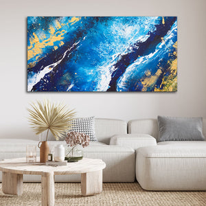 Contemporary Abstract Dark Blue Premium Canvas Wall Painting