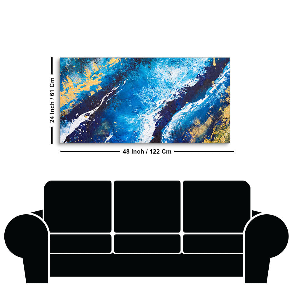 Contemporary Abstract Dark Blue Premium Canvas Wall Painting